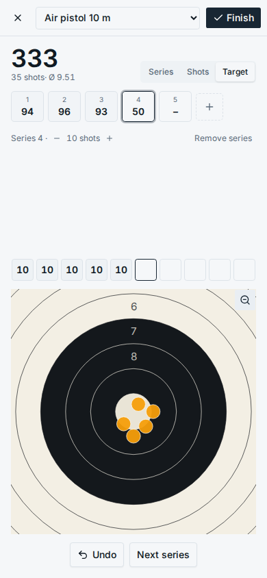 Tapping hits on the target